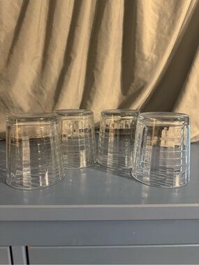 Set of 4 Clear Textured Glass Tumblers